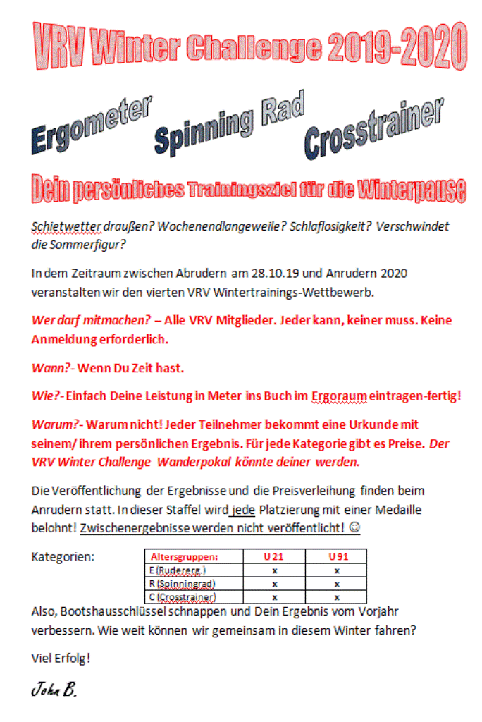 2019 Winter Challenge Ausschreibung